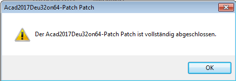 AutoCAD 2017 Patch Erfolgsmeldung